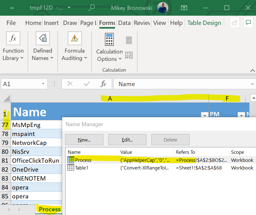 New sheet 'Process' has been added to our file.
