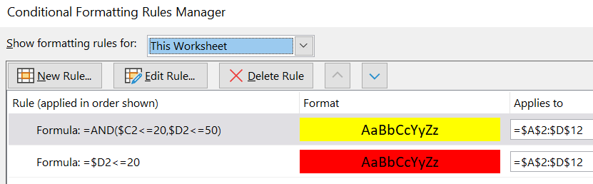 ImportExcel - Rules priority