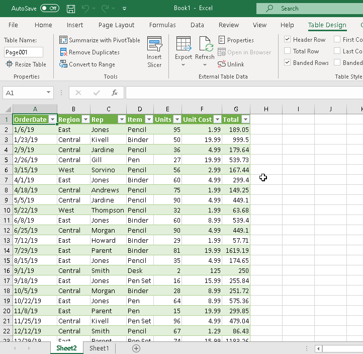 Imported data from PDF File to EXCEL