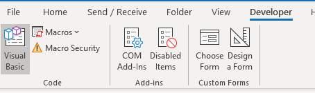 Open Visual Basic editor in Outlook