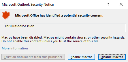 Enable Macros in Outlook